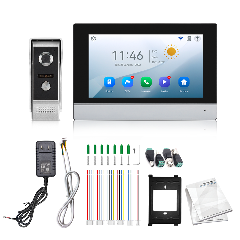 Home Security La - Layar IPS 7 Inci 2MP Tuya