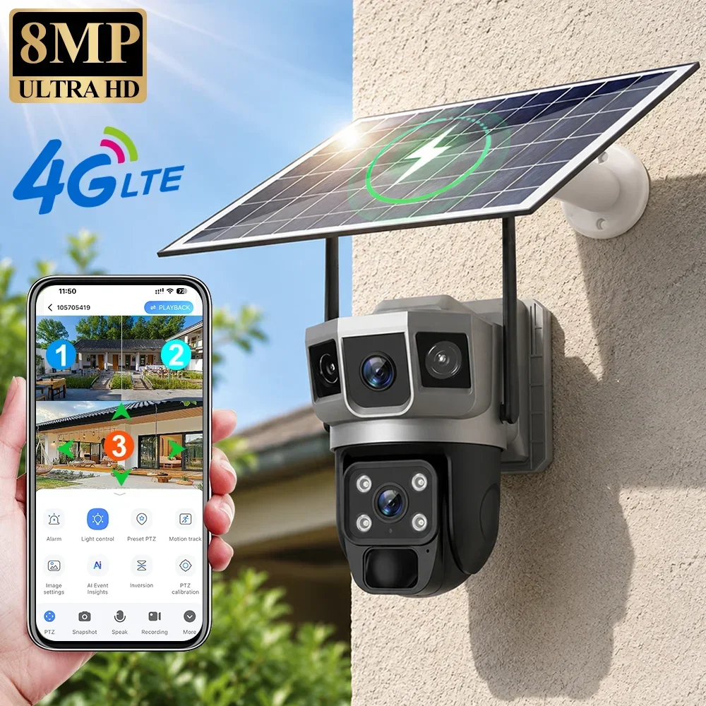 V380 4K 3 Layar Kamera 4G Bate - Home Security La ulasan dan harga