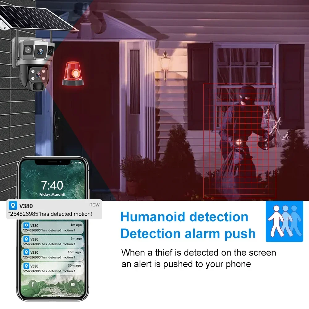 V380 4K 3 Layar Kamera 4G Bate - Home Security La ulasan dan harga